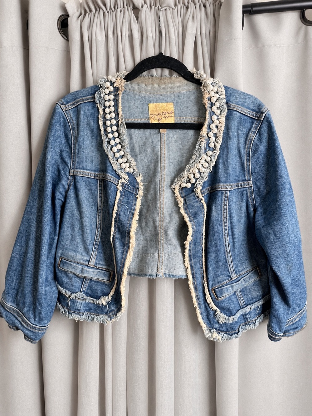 Princess Vera Wang Pearl Distressed Denim Jacket